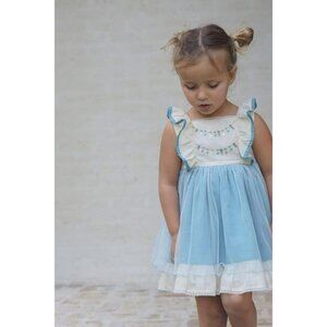Well Dressed Wolf Girls Oh Holy Night 4T Blue & Cream Dress